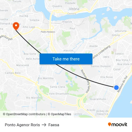 Ponto Agenor Roris to Faesa map