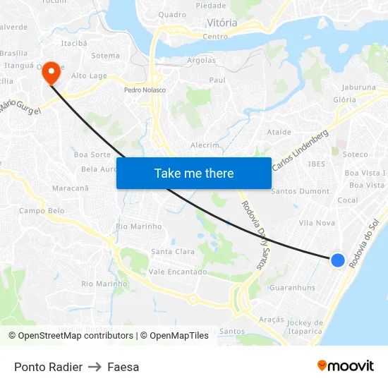 Ponto Radier to Faesa map