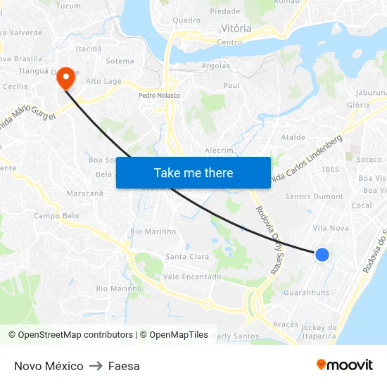 Novo México to Faesa map