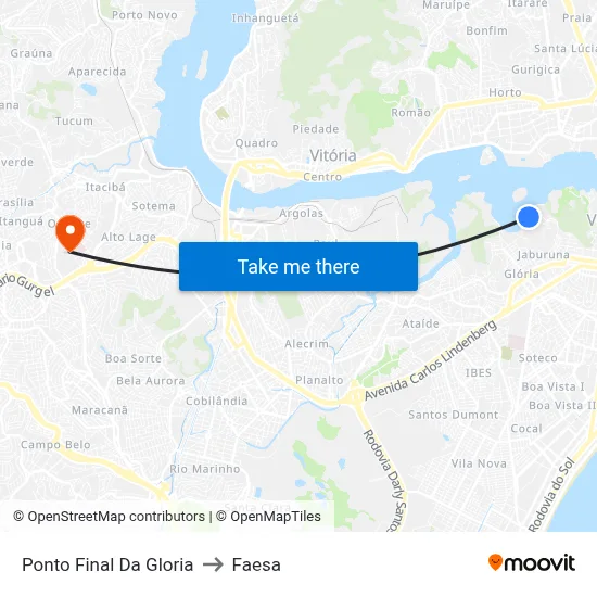 Ponto Final Da Gloria to Faesa map