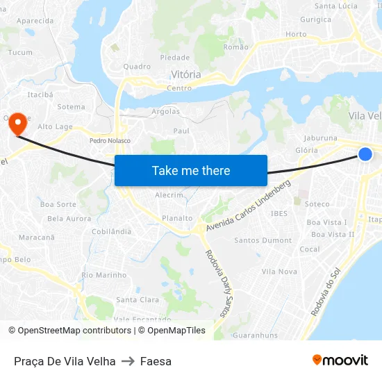 Praça De Vila Velha to Faesa map