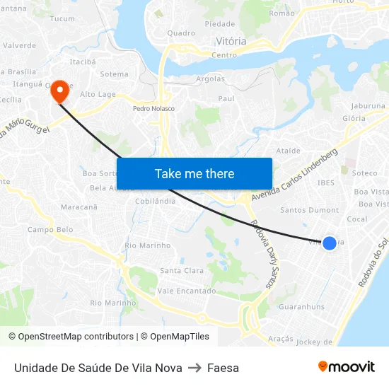 Unidade De Saúde De Vila Nova to Faesa map