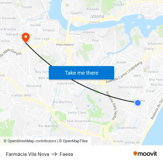 Farmácia Vila Nova to Faesa map