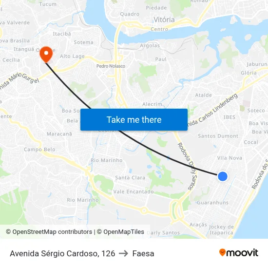 Avenida Sérgio Cardoso, 126 to Faesa map