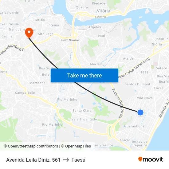 Avenida Leila Diniz, 561 to Faesa map