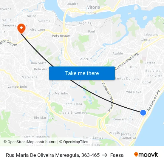 Rua Maria De Oliveira Maresguia, 363-465 to Faesa map