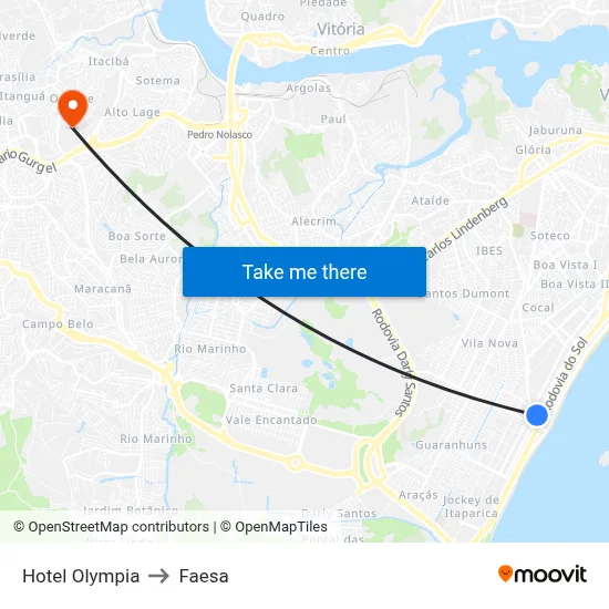 Hotel Olympia to Faesa map