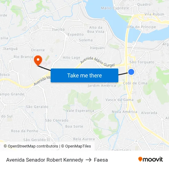 Avenida Senador Robert Kennedy to Faesa map