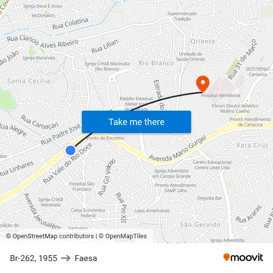 Br-262, 1955 to Faesa map