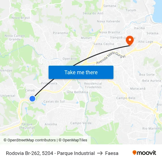 Rodovia Br-262, 5204 - Parque Industrial to Faesa map