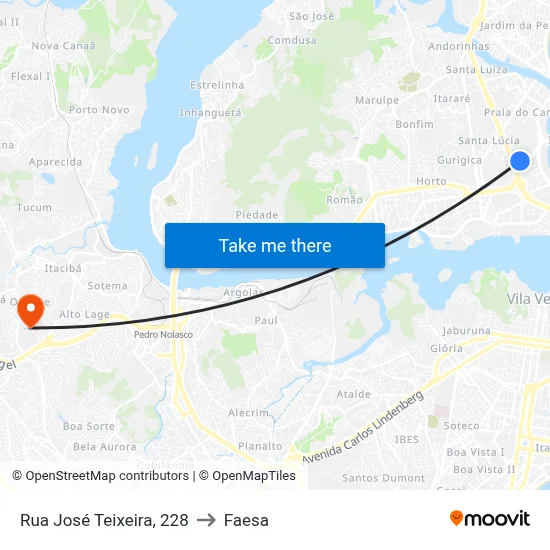 Rua José Teixeira, 228 to Faesa map