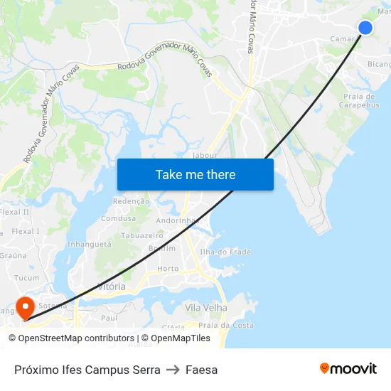 Próximo Ifes Campus Serra to Faesa map