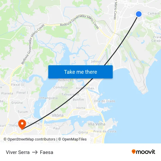 Viver Serra to Faesa map