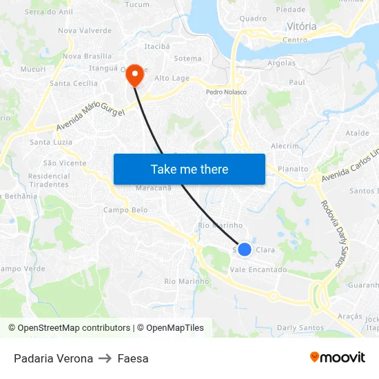 Padaria Verona to Faesa map