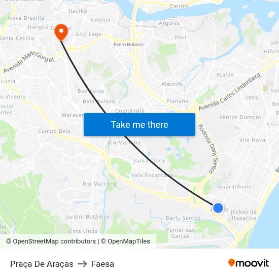 Praça De Araças to Faesa map