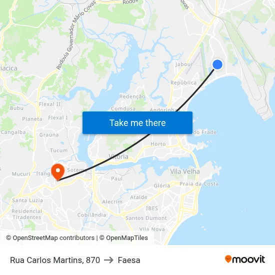 Rua Carlos Martins, 870 to Faesa map