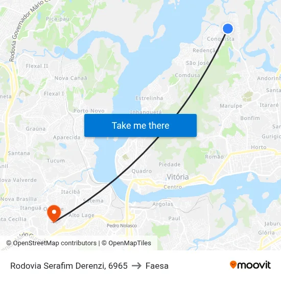 Rodovia Serafim Derenzi, 6965 to Faesa map