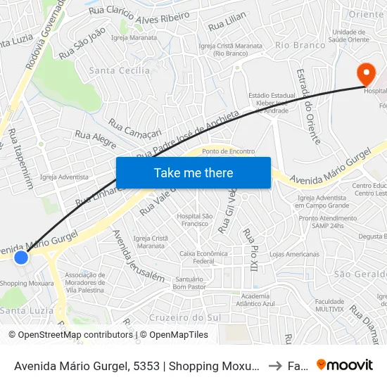 Avenida Mário Gurgel, 5353 | Shopping Moxuara - São Francisco to Faesa map