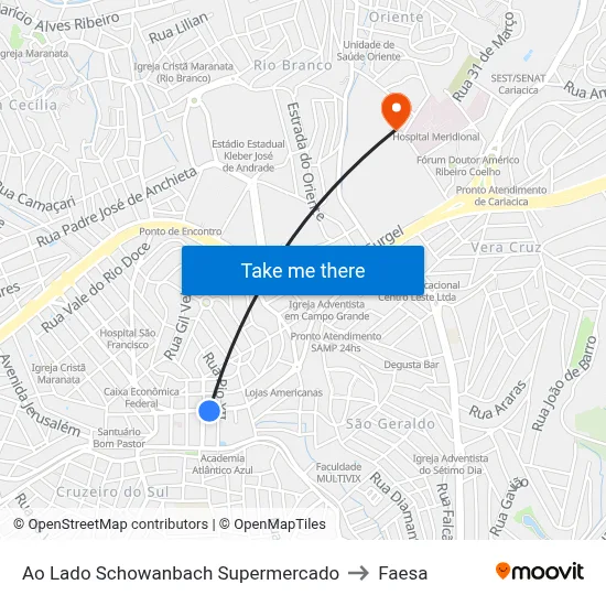 Ao Lado Schowanbach Supermercado to Faesa map