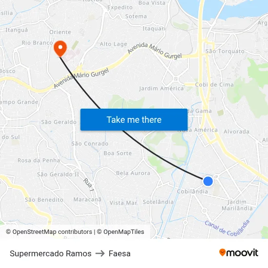 Supermercado Ramos to Faesa map