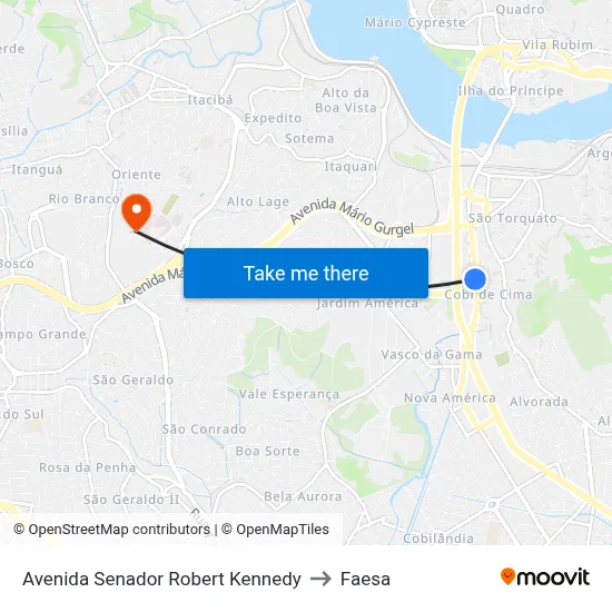 Avenida Senador Robert Kennedy to Faesa map