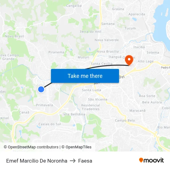 Emef Marcílio De Noronha to Faesa map
