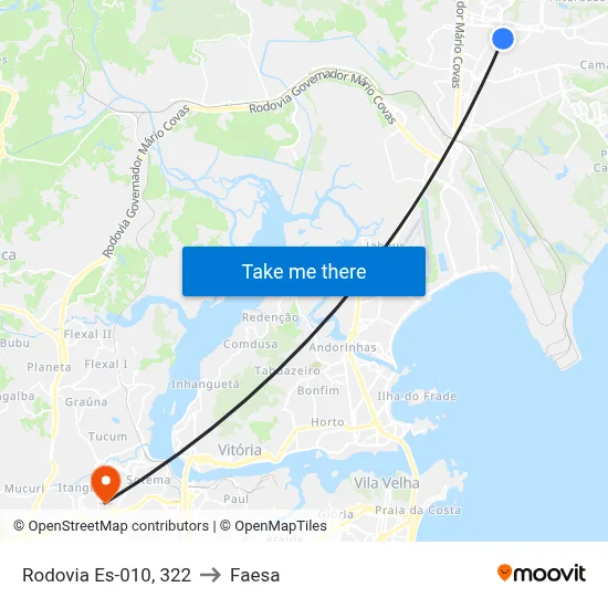 Rodovia Es-010, 322 to Faesa map