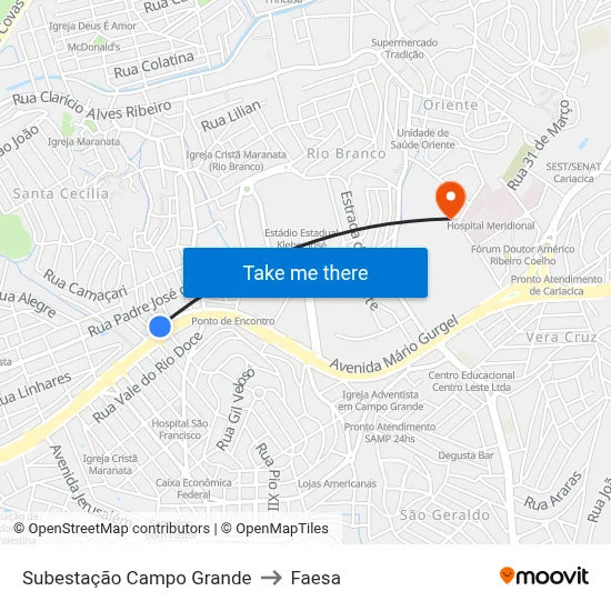 Subestação Campo Grande to Faesa map