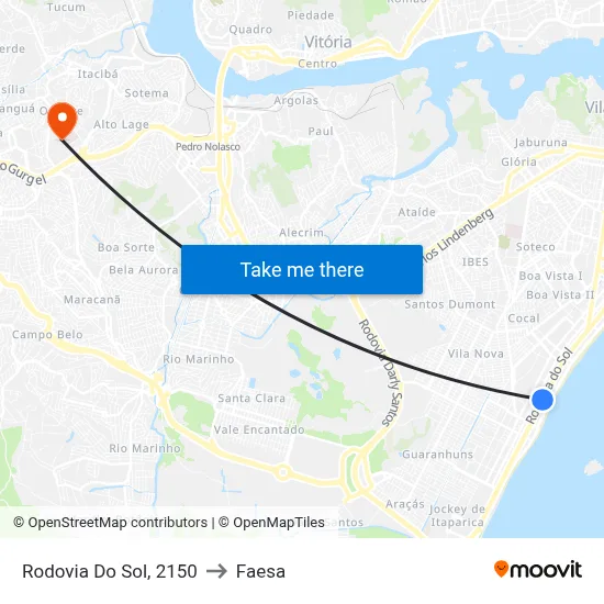Rodovia Do Sol, 2150 to Faesa map