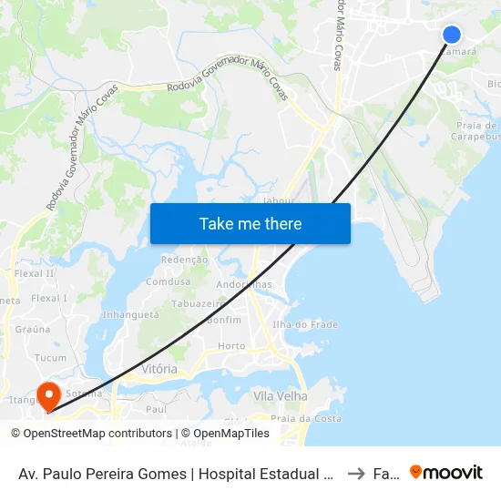 Av. Paulo Pereira Gomes | Hospital Estadual Jayme Santos Neves to Faesa map