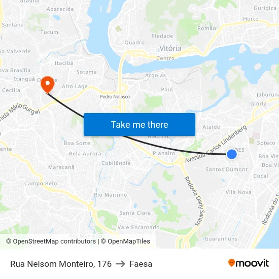 Rua Nelsom Monteiro, 176 to Faesa map