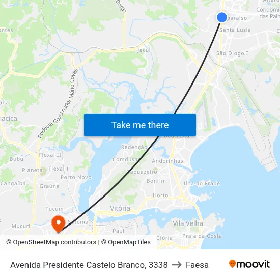 Avenida Presidente Castelo Branco, 3338 to Faesa map