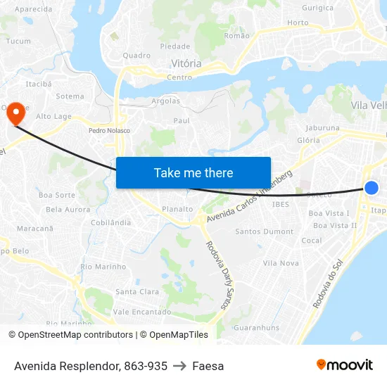 Avenida Resplendor, 863-935 to Faesa map