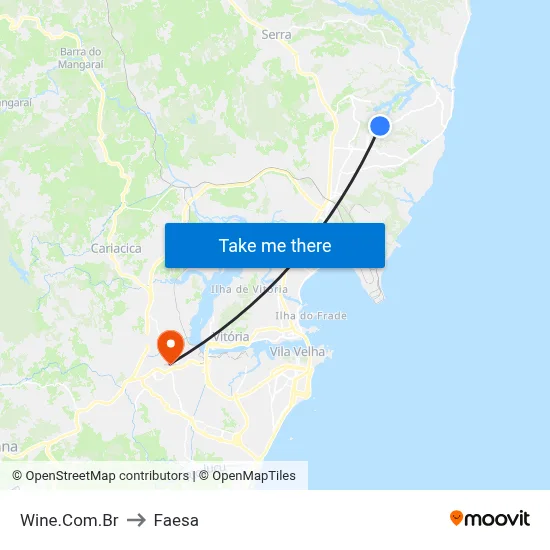 Wine.Com.Br to Faesa map