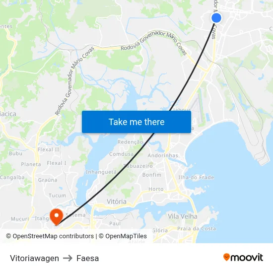 Vitoriawagen to Faesa map