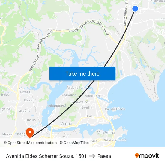 Avenida Eldes Scherrer Souza, 1501 to Faesa map