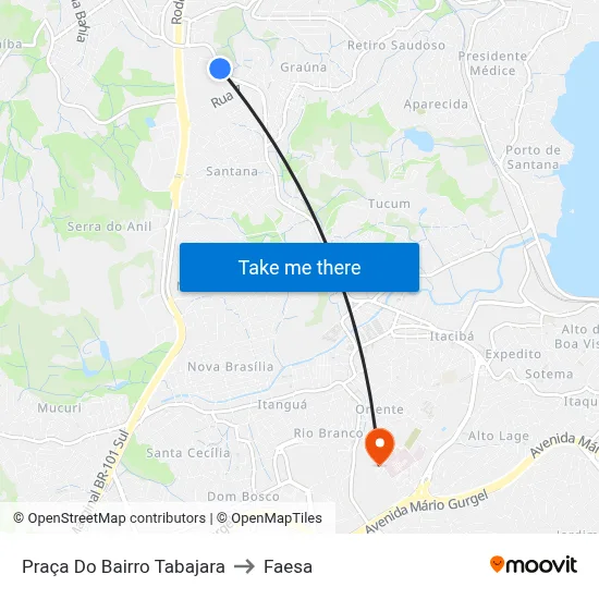 Praça Do Bairro Tabajara to Faesa map