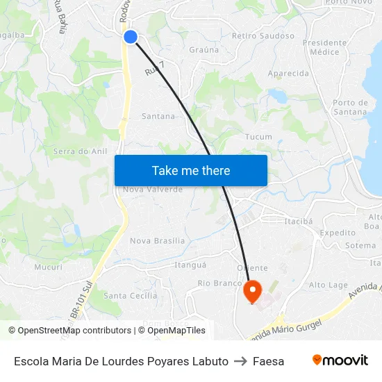 Escola Maria De Lourdes Poyares Labuto to Faesa map