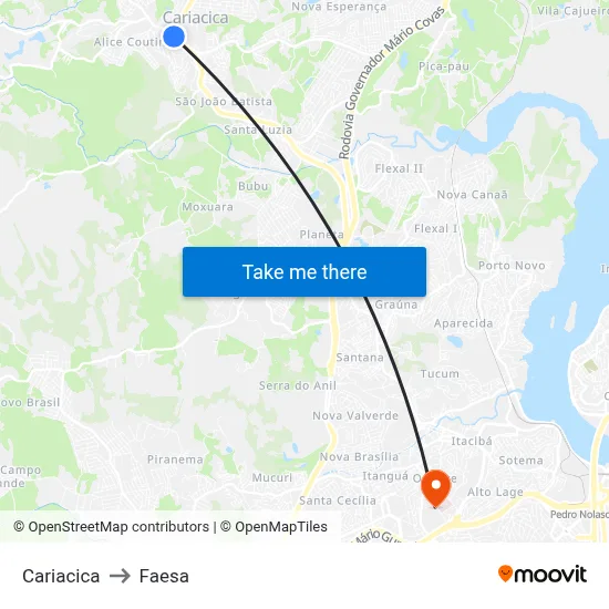 Cariacica to Faesa map