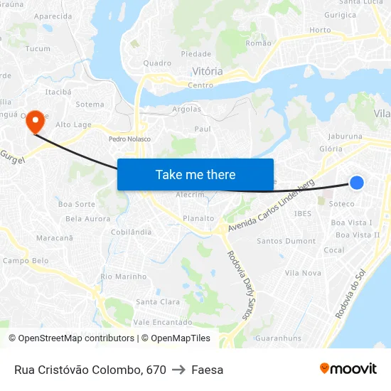 Rua Cristóvão Colombo, 670 to Faesa map