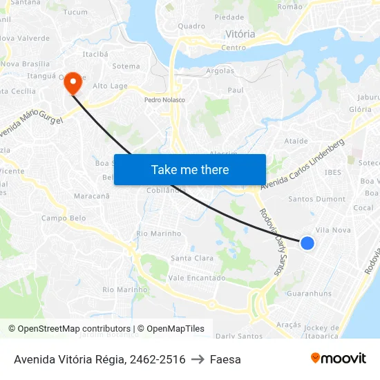 Avenida Vitória Régia, 2462-2516 to Faesa map