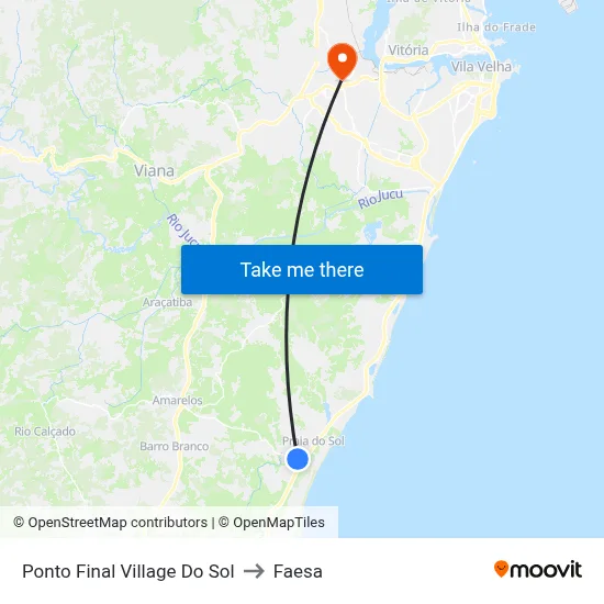 Ponto Final Village Do Sol to Faesa map
