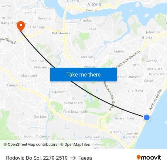 Rodovia Do Sol, 2279-2519 to Faesa map