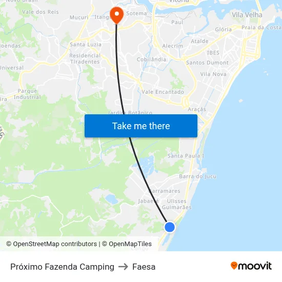 Próximo Fazenda Camping to Faesa map