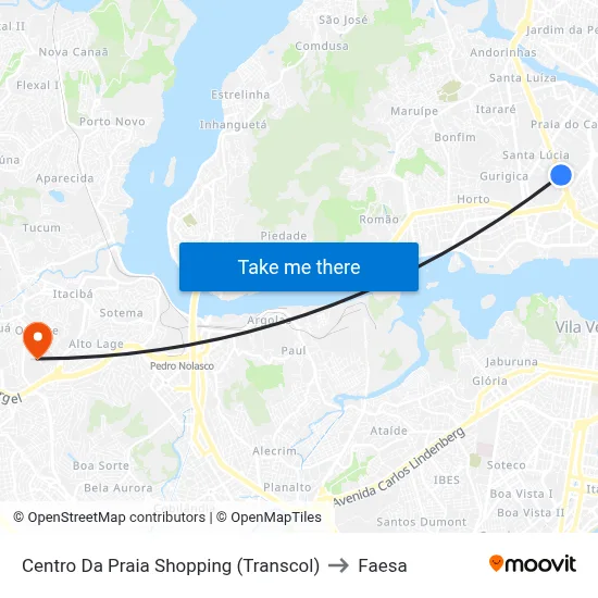 Centro Da Praia Shopping (Transcol) to Faesa map