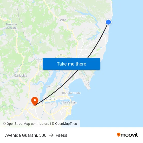 Avenida Guarani, 500 to Faesa map