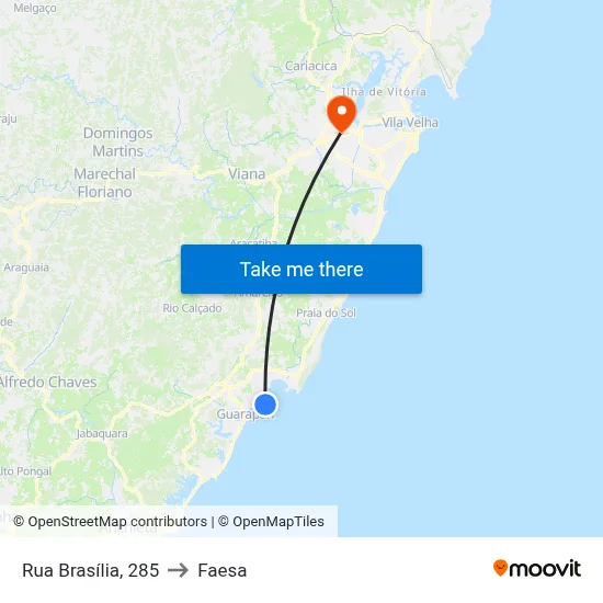 Rua Brasília, 285 to Faesa map