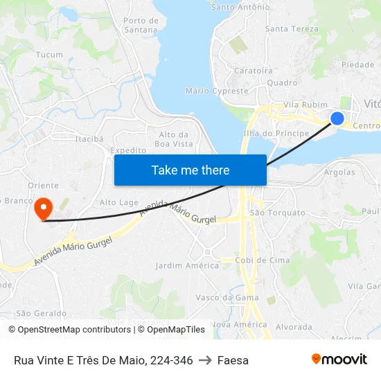 Rua Vinte E Três De Maio, 224-346 to Faesa map