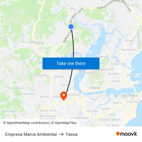 Empresa Marca Ambiental to Faesa map
