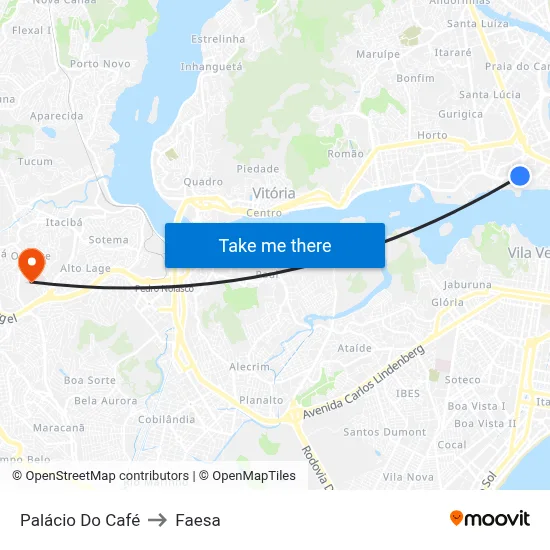 Palácio Do Café to Faesa map
